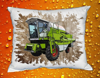 Moon River Claas Dominator 76 polštář s kombajnem hnědý 30x40 cm