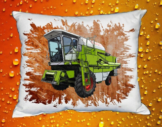 Moon River Claas Dominator 76 polštář s kombajnem oranžový 30x40 cm