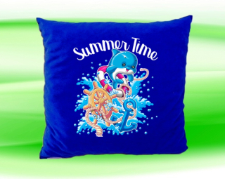 Polštářek s delfínem čas léta modrý