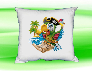 Polštářek papoušek pirát bílý