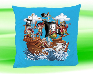 Polštářek piráti námořníci koráb loď tyrkysový