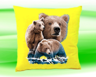 Polštář s medvědem žlutý