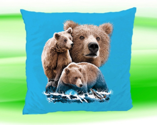 Polštář s medvědem tyrkysový