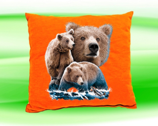 Polštář s medvědem oranžový