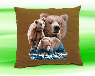 Polštář s medvědem oříškový