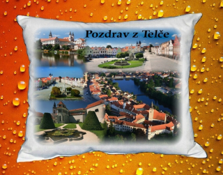 Moon River Telč polštář s městem velikost 30x40 cm