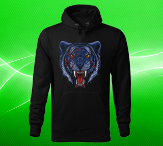Moon River Hlava tygra se šrámy mikina s kapucí černá 