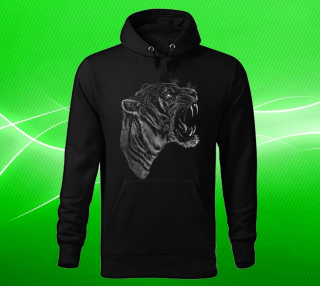 Moon River Hlava tygra  mikina s kapucí černá 