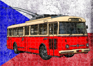 puzzle s trolejbusem Škoda