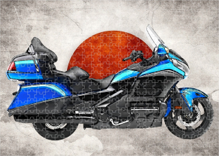 puzzle s motorkou Honda Gold Wing blue