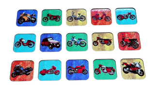 pexeso  motorky 30ks pevné kartičky 5x5 cm