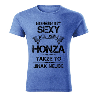 tričko se jménem HONZA  modrý melír  S