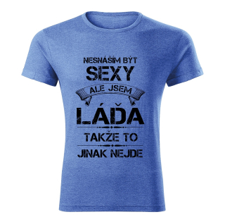 tričko se jménem LÁĎA  modrý melír  S 