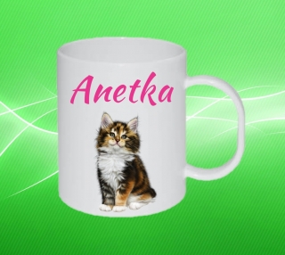Plastový hrneček kočička s vlastním jménem 