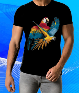 tričko s papouškem černé XL