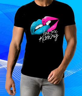 tričko Love me Kissing - miluj mé polibky černé L