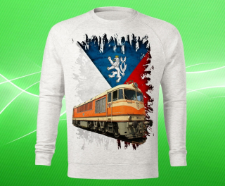 mikina s lokomotivou T678 POMERANČ pánská 3XL