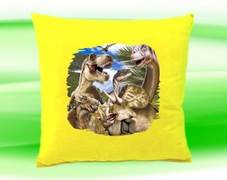 Polštářek s dinosaury dinosaurus žlutý
