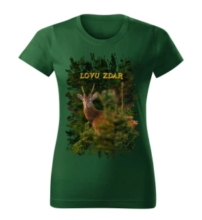 Moon River Lovu Zdar srnec II dámské tričko pro myslivce lahvově zelené velikost XXL